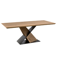 DELUX TABLE VENEER ΟΑΚ NATURAL METAL BLACK E1 PRC