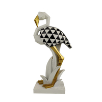 LUCIEN DECO FLAMINGO POLYRESIN WHITE BLACK GOLD 19