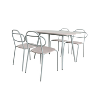 ITALIAN DINING SET 4+1 MELAMINE NATURAL LIGHT METAL GREY LIGHT 120x75x75 E1 PRC