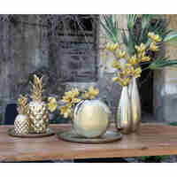 BALLON VASE ALUMINIUM GOLD 28x27xH8cm IN