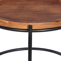 CELLINI COFFEE TABLE SET 2PCS WOOD ACACIA WALNUT LIGHT METAL BLACK 70x70xH43cm IN