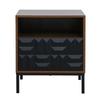 ZUMA NIGHTSTAND MELAMINE WALNUT METAL BLACK E1 PRC