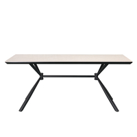 SAHARA TABLE CERAMIC BEIGE WITH MARBLE PATTERN METAL BLACK 180x90x76 E1 PRC