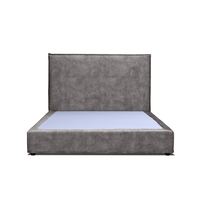 DOMUS HEADBOARD AND BASE FABRIC SOLID WOOD PINE SILVER GREY CHIPBOARD E1 GR