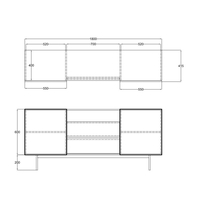 GROOVES SIDEBOARD 2DOORS 2DRAWERS CHIPBOARD WITH MELAMINE CARTA WALNUT GREY METAL 180x40xH80cm MY