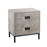 RUBIK NIGHTSTAND 2DRAWERS CHIPBOARD WITH MELAMINE CARTA CEMENT LIGHT METAL WITH PATTERN BLACK E1 PRC
