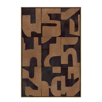 ABSTRACT SHAPE PAINTING DECORATIVE WITH FRAME 80x120x4 CANVAS BROWN PP
