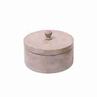 AKAN STORAGE JAR WITH LID WOOD MANGO WHITE WASHED