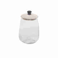 ACTIA STORAGE JAR WITH LID GLASS WOOD WHITE WASHED