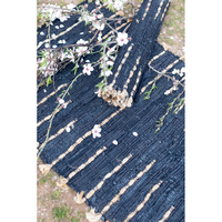 EDJE CARPET LEATHER JUTE BLACK BEIGE 60x90cm IN
