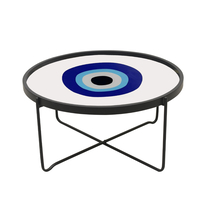 BLUE EYES COFFEE TABLE MDF MULTICOLOR WITH PATTERN WHITE METAL 75x75xH37,5cm E1 PRC
