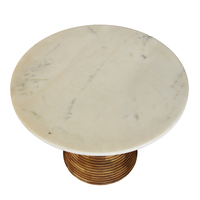 SAVOA SIDE TABLE MARBLE WHITE WOOD ACACIA WALNUT 45x45xH45cm IN