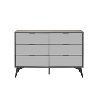 SPECCHIO PEDESTAL 6DRAWERS MELAMINE BLACK OAK MELAMINE MIRROR E1