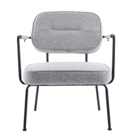 PRISLEY ARMCHAIR FABRIC GREY LIGHT METAL BLACK PRC