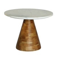SAVOA SIDE TABLE MARBLE WHITE WOOD ACACIA WALNUT 60x60xH45cm IN