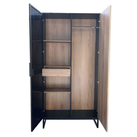 MYSTERY WARDROBE 2DOORS MELAMINE NATURAL DARK BLACK 104x39x210 E1 PRC