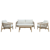 CORDA LOUNGE SET 1+2+1 WOOD ACACIA NATURAL WHITE V