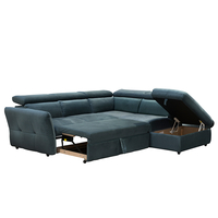MONSERAT SOFA BED CORNER RIGHT EASY CLEAN FABRIC PETROL E1 EU