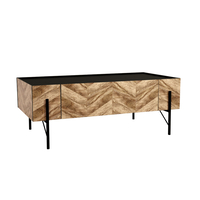 PARKE COFFEE TABLE CHIPBOARD WITH MELAMINE CARTA BLACK NATURAL WITH PATTERN METAL BLACK 120x63xH45cm E1 PRC