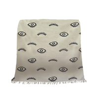 EYES WHITE THROW COTTON WHITE BLACK 130x170cm IN