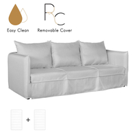 ISLAND SOFA 3SEAT REMOVABLE COVER WITH MECHANISM AND 2 MATTRESS EASY CLEAN FABRIC GREY LIGHT POLO1321 E1 GR