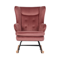 ROCKER ARMCHAIR ROCKING FABRIC PINK WOOD RUBBERWOOD NATURAL E1 PRC