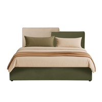PUZZLE BED (FOR MATTRESS 160x200cm) FABRIC OLIVE GREEN METAL BEIGE E1 PRC