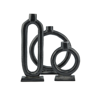 CORI CANDLE HOLDER ALUMINIUM BLACK 11x11xH29cm IN