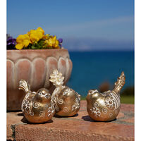 HOOPOE 3 DECO BIRD POLYRESIN GOLD 16x10,3xH12cm PR