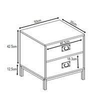 RUBIK NIGHTSTAND 2DRAWERS CHIPBOARD WITH MELAMINE CARTA CEMENT LIGHT METAL WITH PATTERN BLACK E1 PRC