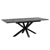 STONE GREY TABLE EXTENDABLE MDF WITH PAPER VENEER CEMENT METAL BLACK PRC