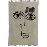 FACE CARPET COTTON BEIGE BLACK 60x90cm IN
