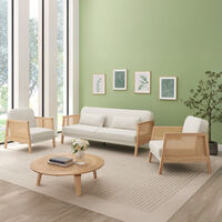 AMMOS SOFA BED 3SEAT FABRIC OFF WHITE FABRIC NATURAL E1