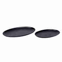 DHOTI OVAL TRAY ALUMINIUM BLACK 30x20xH3cm IN