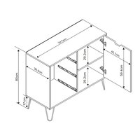 ARTIC COMMODE CHIPBOARD WITH MELAMINE CARTA SONOMA METAL GREY WHITE BLACK E1 PRC