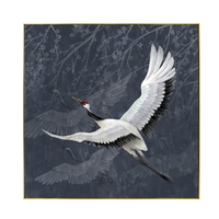 CRANE 2 PAINTING CANVAS PETROL WHITE WOOD BLACK 82