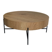 MADERA COFFEE TABLE MDF WITH PAPER VENEER NATURAL METAL BLACK 80x80xH36cm E1 PRC