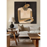 SERENITY B PAINTING DECORATIVE WITH FRAME 100x100x4 CANVAS BEIGE BROWN PP