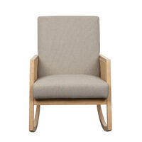 AMMOS ARMCHAIR ROCKING FABRIC BEIGE WOOD RUBBERWOOD NATURAL PRC