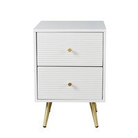 ZIZEL NIGHTSTAND 2DRAWERS CHIPBOARD WITH MELAMINE CARTA WHITE WITH PATTERN LACQUERED MDF GOLD E1 PRC