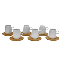 RIPPLE MUG ESPRESSO SET 6 PCS PORCELAIN BAMBOO WHI