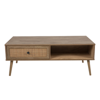 AMMOS COFFEE TABLE 1DRAWER CHIPBOARD WITH MELAMINE CARTA NATURAL WITH RATTAN 110x59xH41,4cm E1 PRC