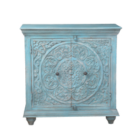 AMORGOS COMMODE 2DOORS WOOD MANGO BLUE LIGHT IN