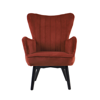 BELLA ARMCHAIR FABRIC RUST RED WOOD BLACK E1 PRC
