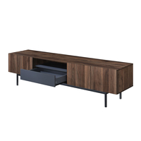GROOVES TV STAND 3DOORS 1DRAWER CHIPBOARD WITH MELAMINE CARTA WALNUT GREY METAL 180x40xH50cm MY