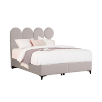 ABSTRACT BED WITH STORAGE (FOR MATTRESS 160x200cm) CHENILLE BEIGE WITH PATTERN E1 TR