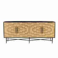 RITZ SIDEBOARD 4DOORS WOOD MANGO BLACK GOLD MAT METAL 180x45xH76cm IN