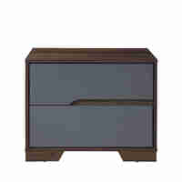 GROOVES NIGHTSTAND 2DRAWERS CHIPBOARD WITH MELAMINE CARTA WALNUT GREY E1 MY
