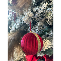XMAS GLAM RED 2 BALL POLYFOAM FABRIC RED GOLD D10x