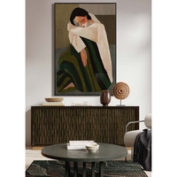 SILENT REFLECTION PAINTING DECORATIVE WITH FRAME 80x120x4 CANVAS BROWN BEIGE PP GREEN